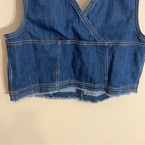 Anthropologie Pilcro coastal cutoff v-neck denim top button down size XL vest - Picture 13 of 14